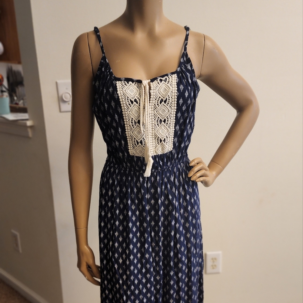 Printed Blue boho maxi dress size small
